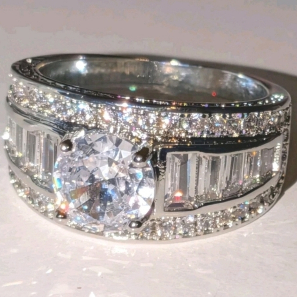 Classic Mens Dazzling 3ct Round Cut Lab Created diamond Engagement ring